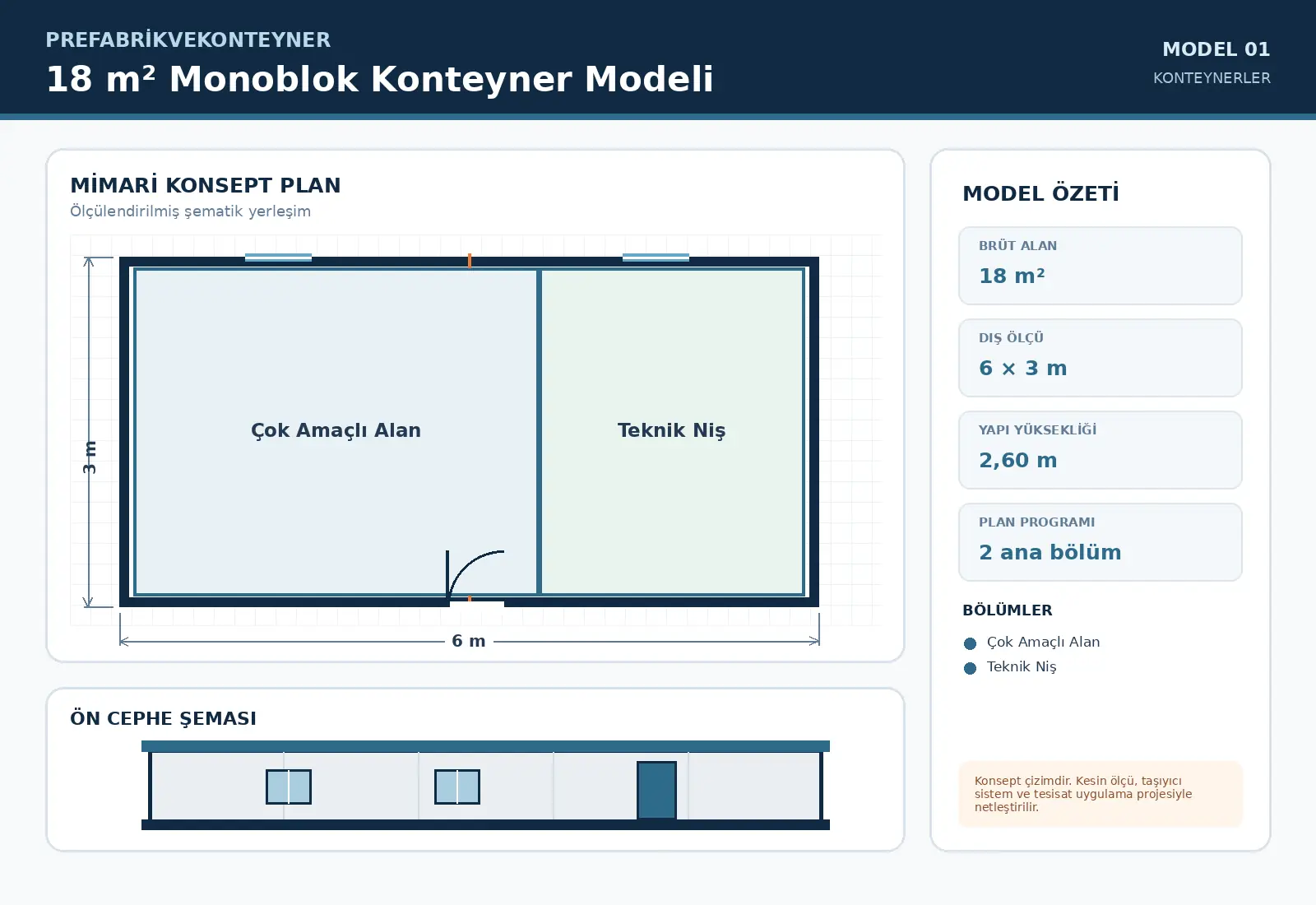 18 m² Monoblok Konteyner Modeli