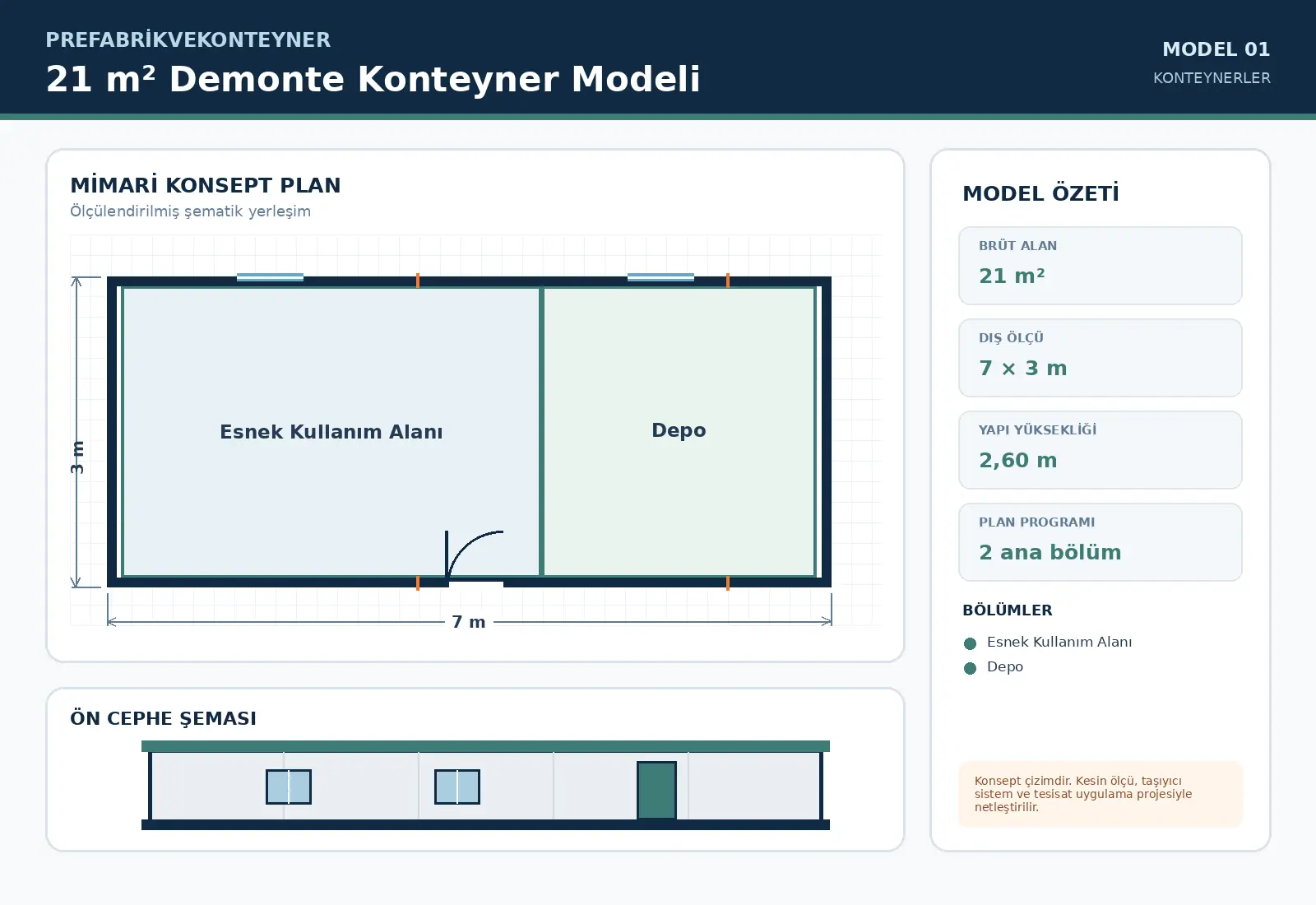 21 m² Flat-Pack Container Model
