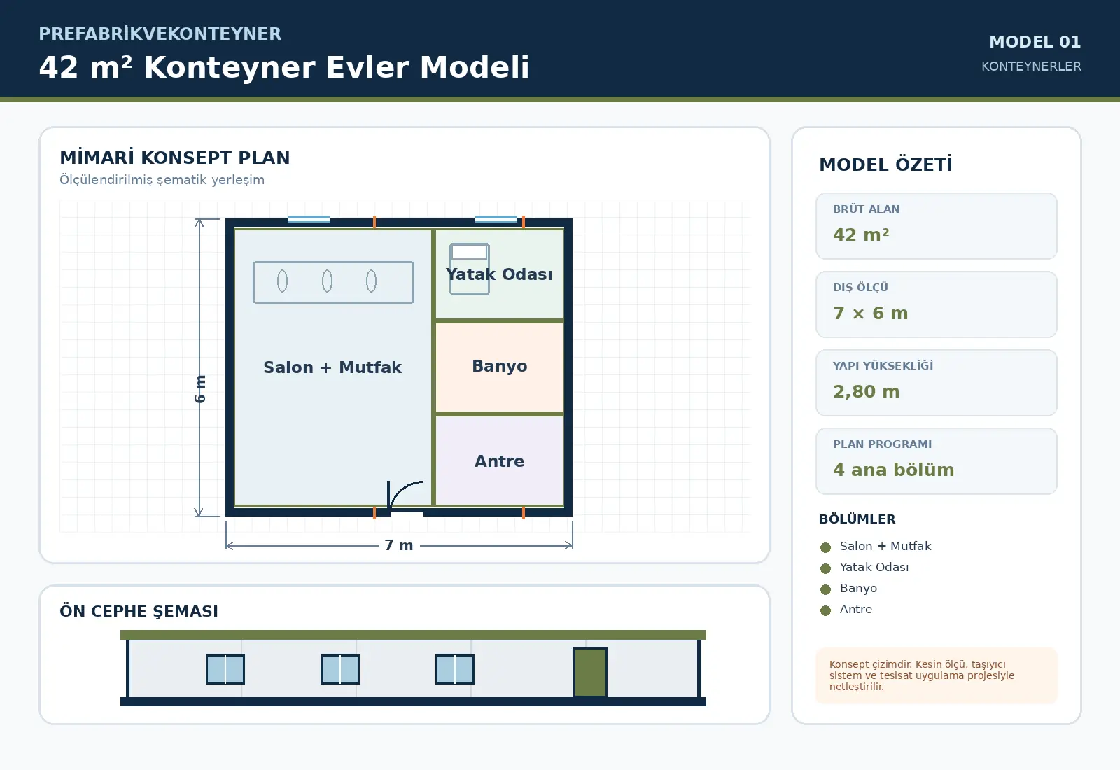 42 m² Konteyner Evler Modeli